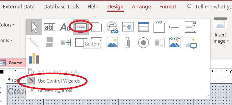 Using Access Control Wizards when adding controls to a form.