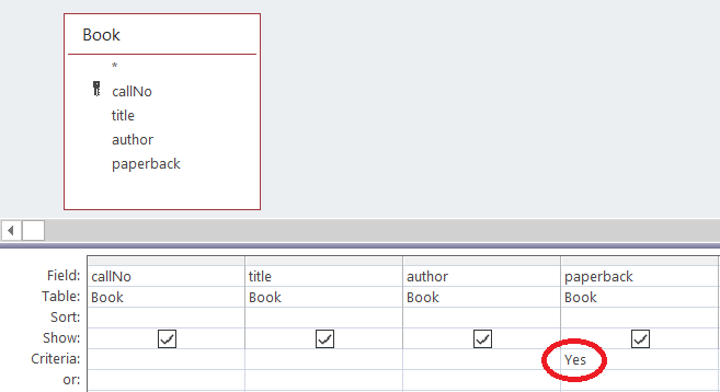 Query with selection criteria