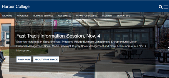 Fast Track information session announcement on College website
