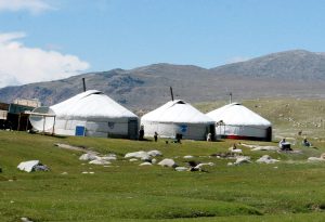 three Mongolia gers