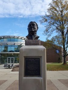 William Rainey Harper statue on Harper Campus
